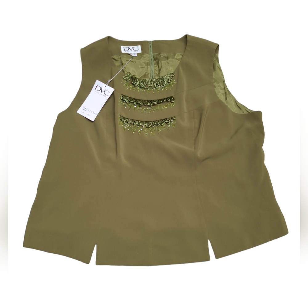 DVC EXCLUSIVE SHIRT WOMENS SIZE 24 GREEN SLEEVELESS BLOUSE BACK ZIP NEW - Picture 7 of 14
